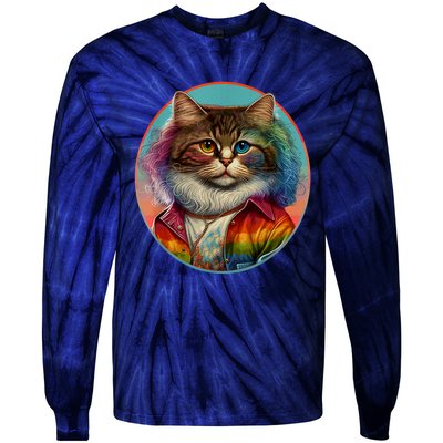 Rainbow Cat Tie-Dye Long Sleeve Shirt