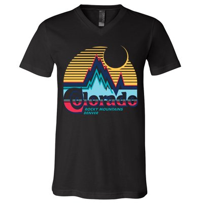Retro Colorado Rocky Mountains V-Neck T-Shirt
