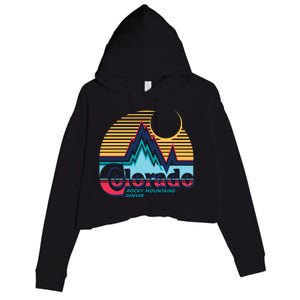 Retro Colorado Rocky Mountains Crop Fleece Hoodie