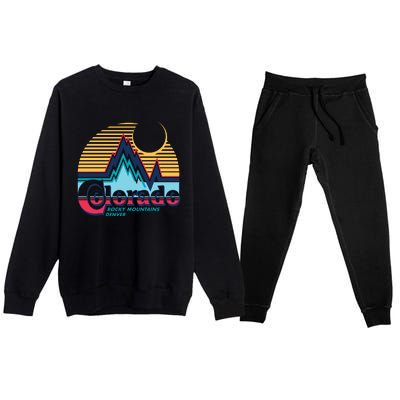 Retro Colorado Rocky Mountains Premium Crewneck Sweatsuit Set