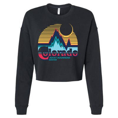 Retro Colorado Rocky Mountains Cropped Pullover Crew