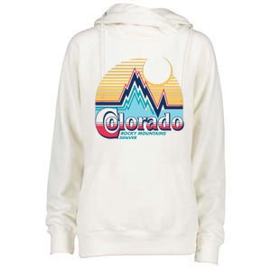 Retro Colorado Rocky Mountains Womens Funnel Neck Pullover Hood