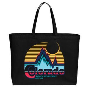 Retro Colorado Rocky Mountains Cotton Canvas Jumbo Tote