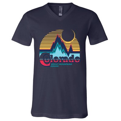 Retro Colorado Rocky Mountains V-Neck T-Shirt