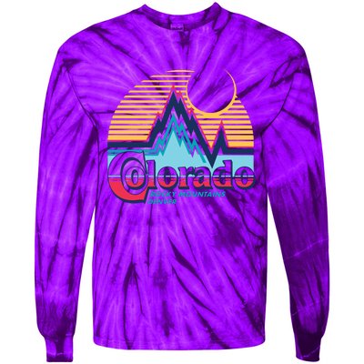 Retro Colorado Rocky Mountains Tie-Dye Long Sleeve Shirt