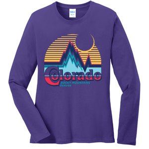 Retro Colorado Rocky Mountains Ladies Long Sleeve Shirt