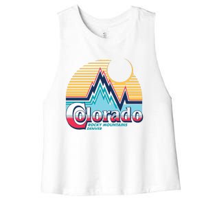 Retro Colorado Rocky Mountains Women's Racerback Cropped Tank