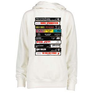 Rock Cassettes Rock Band Womens Funnel Neck Pullover Hood