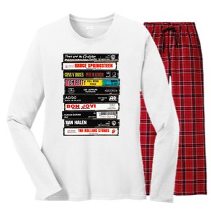 Rock Cassettes Rock Band Women's Long Sleeve Flannel Pajama Set 