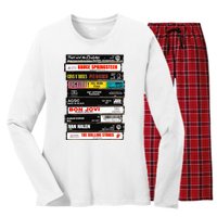 Rock Cassettes Rock Band Women's Long Sleeve Flannel Pajama Set 