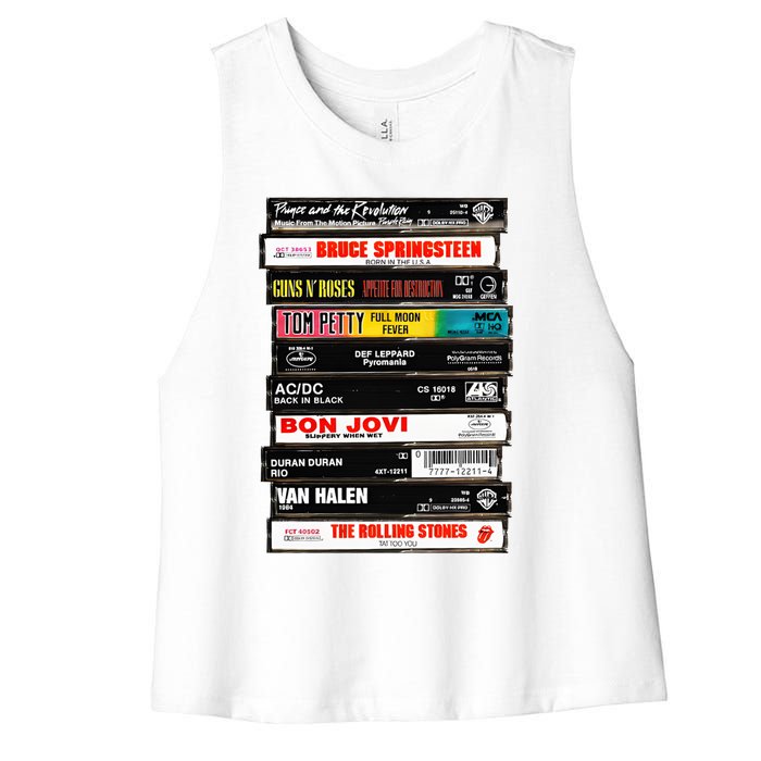 Rock Cassettes Rock Band Women's Racerback Cropped Tank