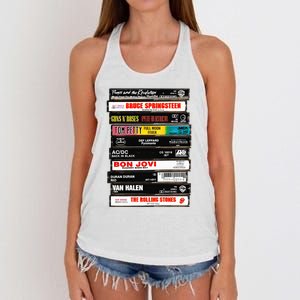 Rock Cassettes Rock Band Women's Knotted Racerback Tank