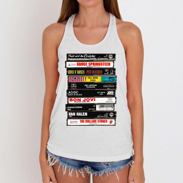 Rock Cassettes Rock Band Women's Knotted Racerback Tank