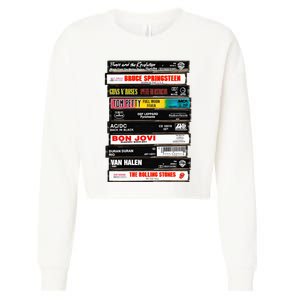 Rock Cassettes Rock Band Cropped Pullover Crew