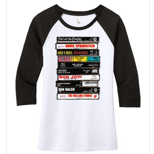 Rock Cassettes Rock Band Women's Tri-Blend 3/4-Sleeve Raglan Shirt