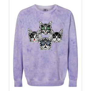 Retro Cat Rock Retro Music Concert Band Colorblast Crewneck Sweatshirt