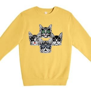 Retro Cat Rock Retro Music Concert Band Premium Crewneck Sweatshirt