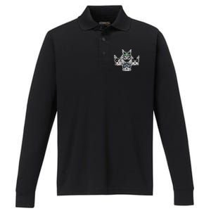 Retro Cat Rock Retro Music Concert Band Performance Long Sleeve Polo