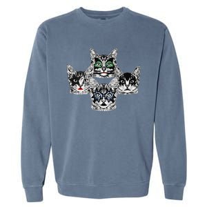 Retro Cat Rock Retro Music Concert Band Garment-Dyed Sweatshirt