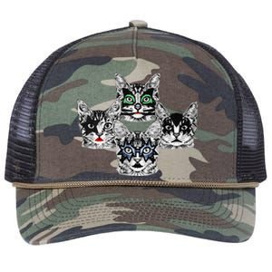 Retro Cat Rock Retro Music Concert Band Retro Rope Trucker Hat Cap