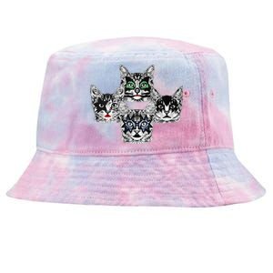 Retro Cat Rock Retro Music Concert Band Tie-Dyed Bucket Hat