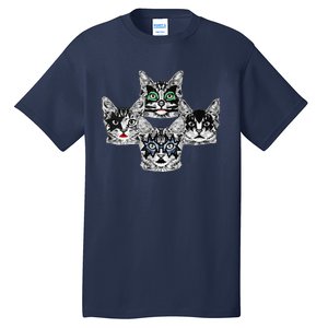 Retro Cat Rock Retro Music Concert Band Tall T-Shirt