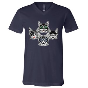 Retro Cat Rock Retro Music Concert Band V-Neck T-Shirt