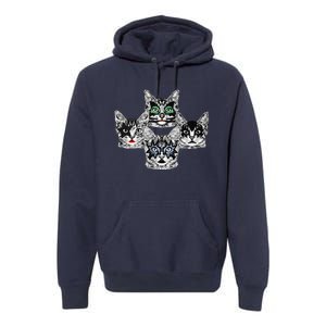 Retro Cat Rock Retro Music Concert Band Premium Hoodie