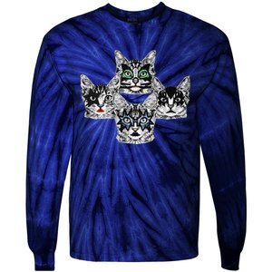 Retro Cat Rock Retro Music Concert Band Tie-Dye Long Sleeve Shirt