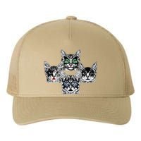 Retro Cat Rock Retro Music Concert Band Yupoong Adult 5-Panel Trucker Hat