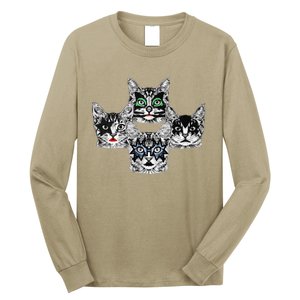 Retro Cat Rock Retro Music Concert Band Long Sleeve Shirt