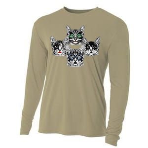 Retro Cat Rock Retro Music Concert Band Cooling Performance Long Sleeve Crew