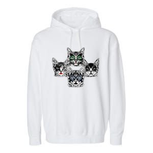 Retro Cat Rock Retro Music Concert Band Garment-Dyed Fleece Hoodie