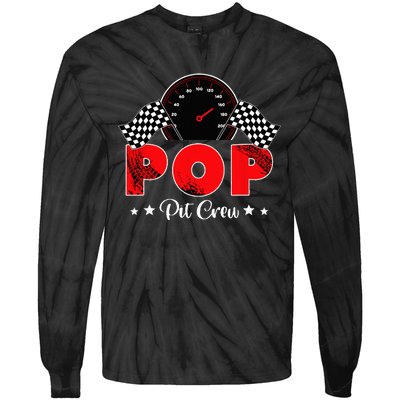 Race Car Racing Family Pop Pit Crew Birthday Party Gift Tie-Dye Long Sleeve Shirt