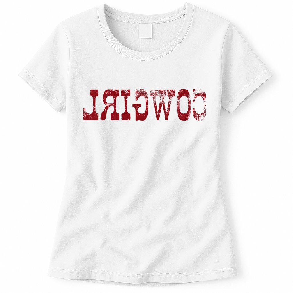 Reverse Cowgirl Rodeo Western Country Southern Gift Womens T-Shirt