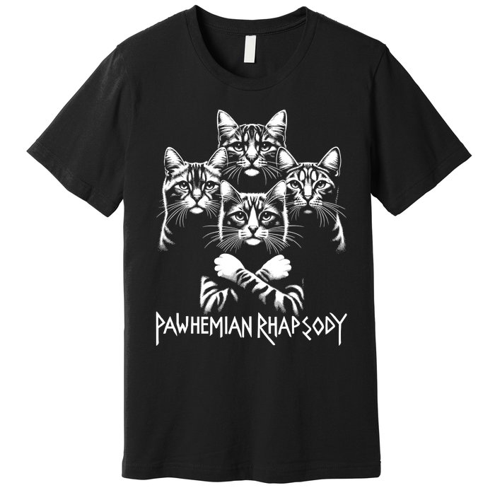 Retro Cat Rock Music Concert Band Funny Cat Premium T-Shirt