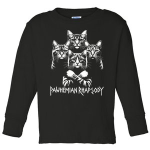 Retro Cat Rock Music Concert Band Funny Cat Toddler Long Sleeve Shirt