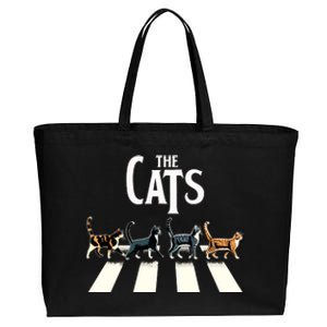 Retro Cat Rock And Roll Music Gift Funny Cat Cotton Canvas Jumbo Tote