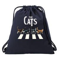 Retro Cat Rock And Roll Music Gift Funny Cat Drawstring Bag