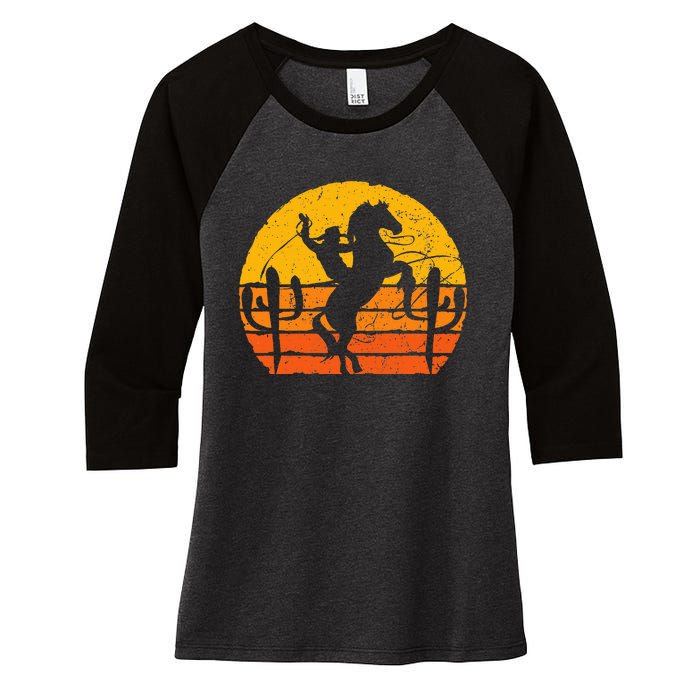 Retro Cowboy Women's Tri-Blend 3/4-Sleeve Raglan Shirt