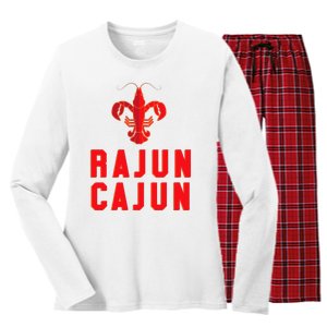 Rajun Cajun Red Hot Crawfish Boil Party Festival Women's Long Sleeve Flannel Pajama Set 