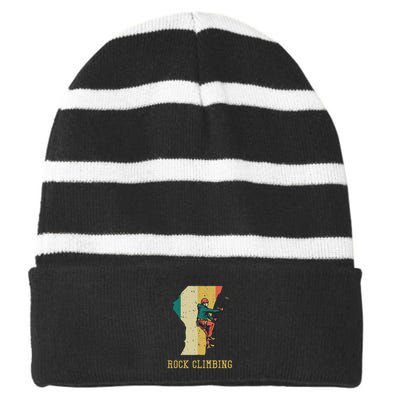 Rock Climbing Striped Beanie with Solid Band