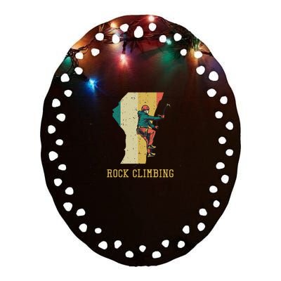 Rock Climbing Ceramic Oval Ornament