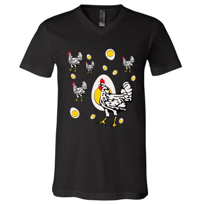 Roseanne Chicken Retro Chickens V-Neck T-Shirt