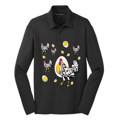 Roseanne Chicken Retro Chickens Silk Touch Performance Long Sleeve Polo