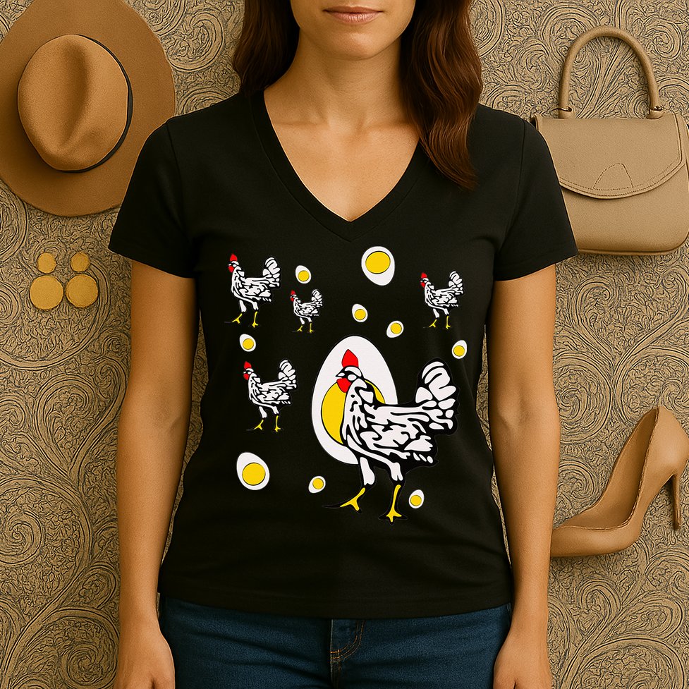 Roseanne Chicken Retro Chickens Women's V-Neck T-Shirt
