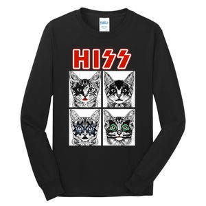 Retro Cat Rock Music Concert Band Funny Cat Tall Long Sleeve T-Shirt