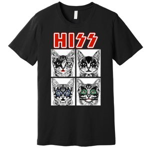 Retro Cat Rock Music Concert Band Funny Cat Premium T-Shirt