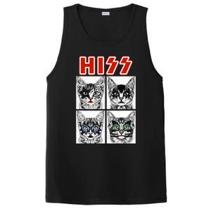 Retro Cat Rock Music Concert Band Funny Cat PosiCharge Competitor Tank