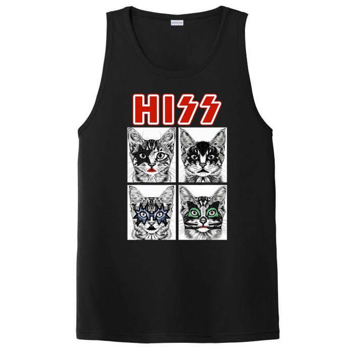 Retro Cat Rock Music Concert Band Funny Cat PosiCharge Competitor Tank